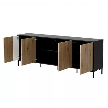 Kommode cama meble MERCI 200 x 40 x 74 cm — schwarz/artisan oak, Spanplatte
