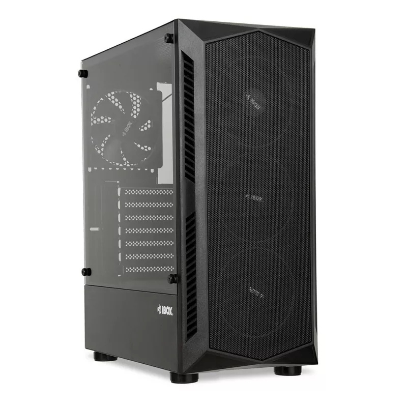 PC-Gehäuse IBOX LUPUS 27 Midi Tower ATX, gehärtetes Glas, RGB, 455×200×380 mm, unterstützt ATX, GPU bis zu 32 cm