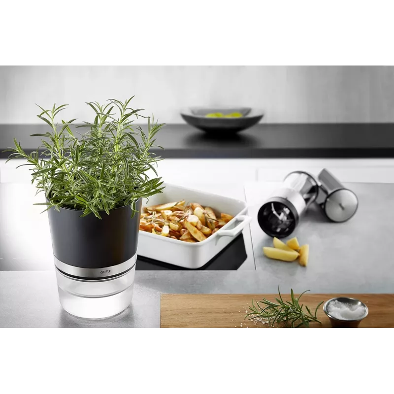 GEFU BOTANICO Kräutertopf freistehend Kunststoff, Edelstahl Schwarz