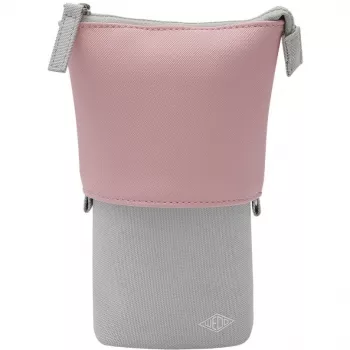 Weiches Federmäppchen WEDO My Butler – Stoff, Kunstleder, Polyester, 170×80×60 mm, Grau/Rosa