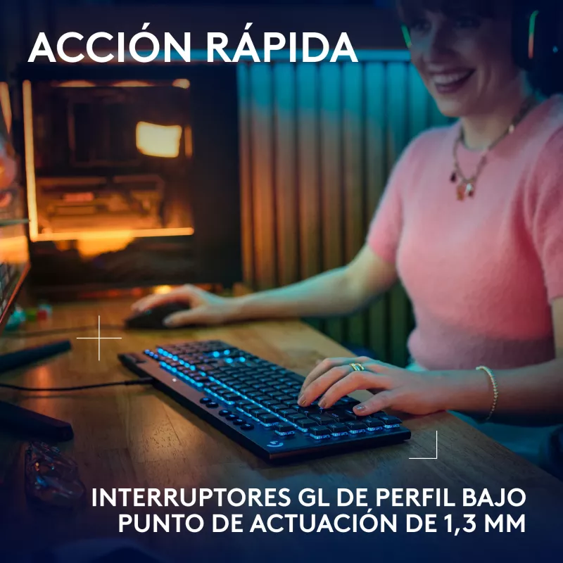Kabelgebundene mechanische Gaming-Tastatur Logitech G915 X Schwarz mit RGB-Beleuchtung