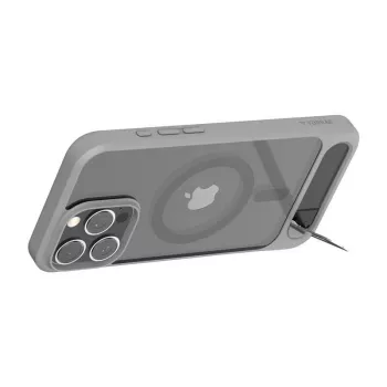 Schutzhülle Torras Pstand Series für iPhone 16 Pro Max, grau, schlankes Profil mit integriertem Ständer