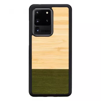 Handyhülle man and wood Galaxy S20 Ultra Bambus schwarz — schützende Rückseite, natürliche Bambuseinlage