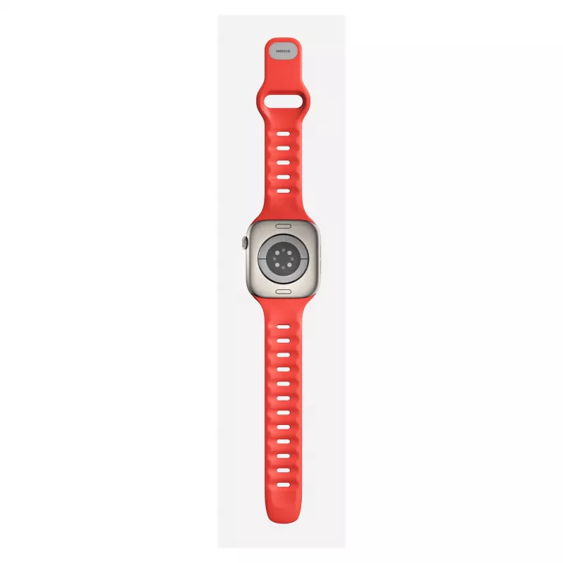 Band Nomad Tempo — Rotes Gummi, 18 mm Breite, passt an Handgelenke 135–175 mm