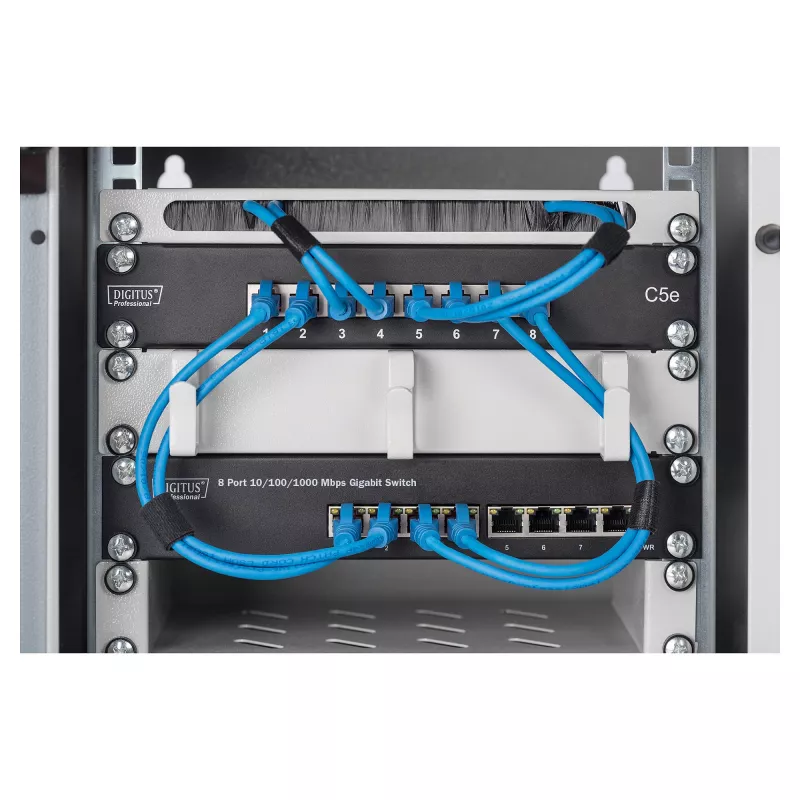 Switch DIGITUS 10 Zoll Gigabit Ethernet 8-Port Unmanaged - 8x Gigabit RJ45, rackmontierbar
