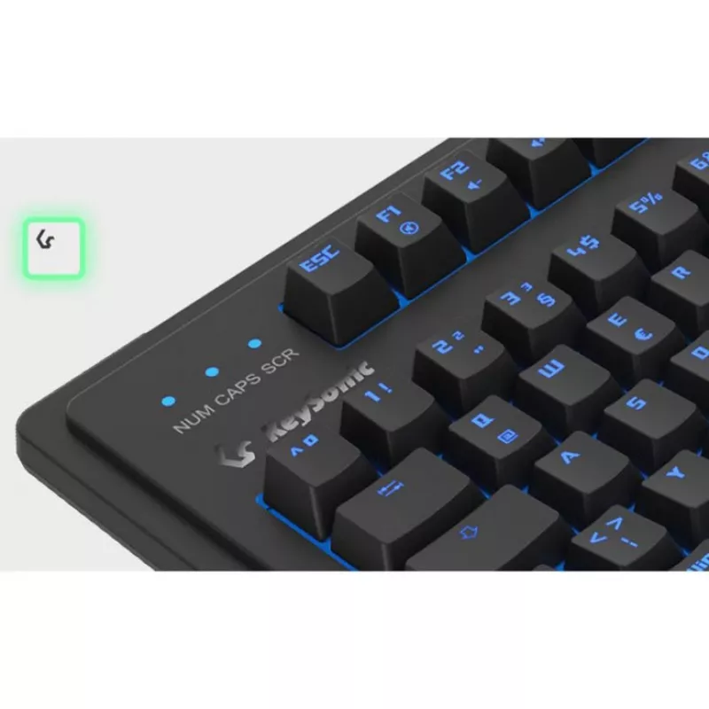 Kabelgebundene mechanische Full-Size-Tastatur KeySonic KSK-8202ELU-T (DE) — USB, deutsches Layout, Schwarz
