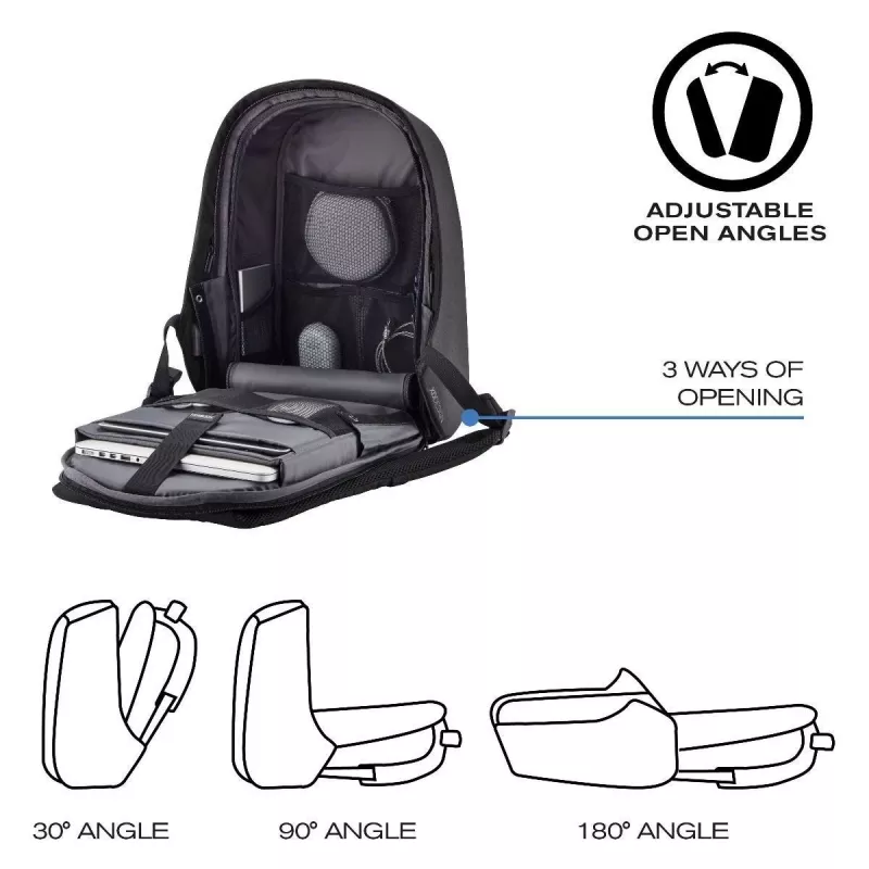 Rucksack XDDESIGN Bobby Hero XL – 21,5 l, für 17-Zoll-Laptop, Tablet-Fach, Organizer-Panel, schwarz