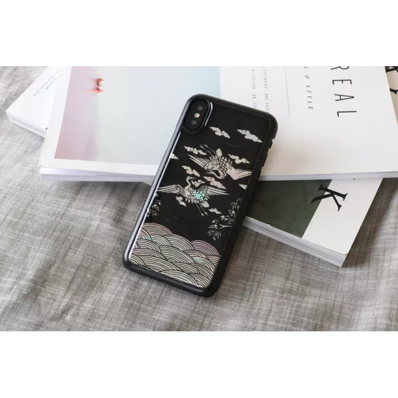 Smartphone-Hülle iKins für iPhone XS / XS Max — Crane Schwarz Schutzhülle