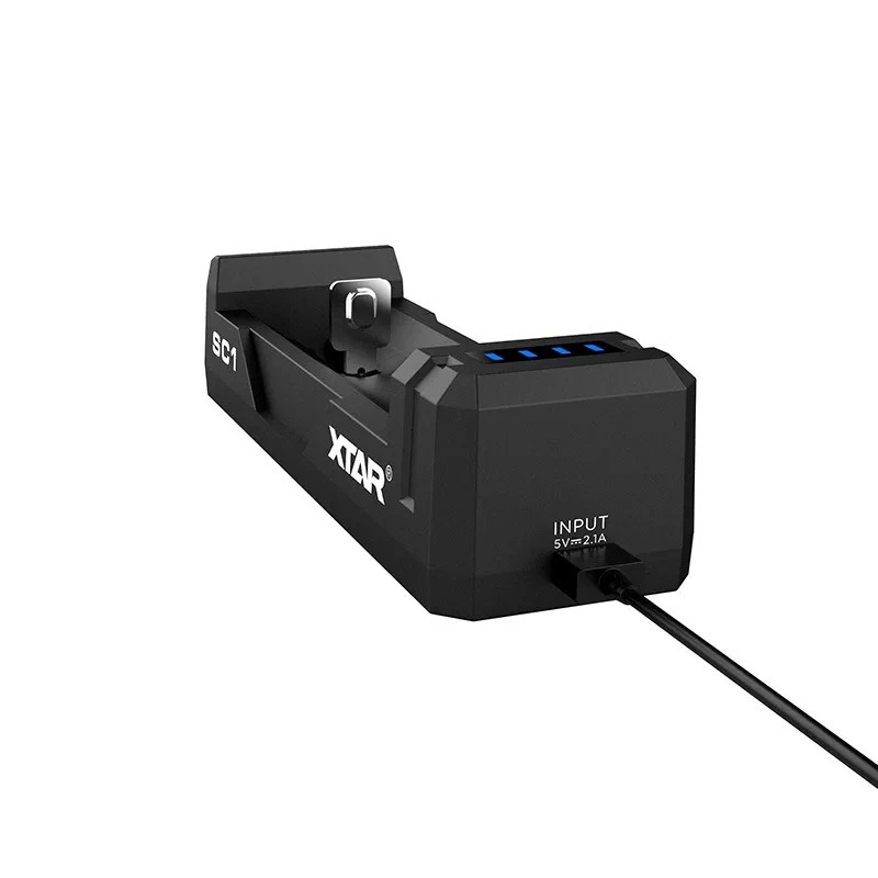 Akkuladegerät XTAR SC1 Einzelschacht USB-C für Li-Ion 18650 Zellen, 1 Schacht, schwarz