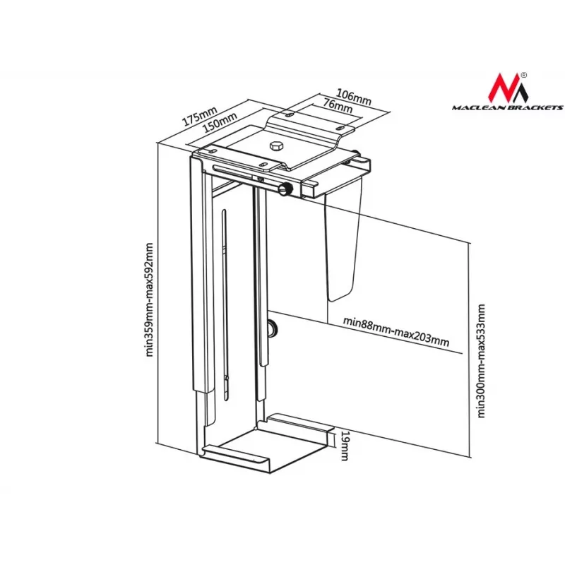 Passive Halterung Maclean MC-713 S Grau