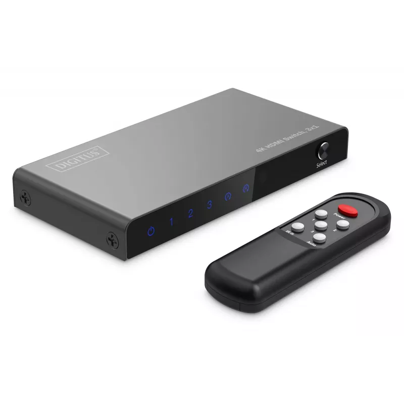 Digitus 4K HDMI Switch 3x1 Metall Schwarz 18 Gbit/s