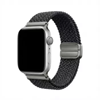 Armband GUAN Premium für Apple Watch 38/40/41/42 mm — Schwarz/Grau Ersatzarmband