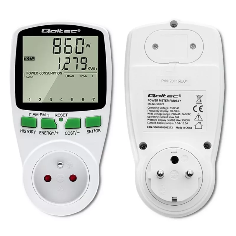 Leistungsmesser QOLTEC PM0627 3680W mit Historie — QOLTEC PM0627 3680W
