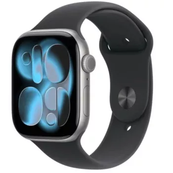 Watch Series 11 GPS 46mm Space Grey Aluminium Gehäuse mit schwarzem Sportarmband - M/L