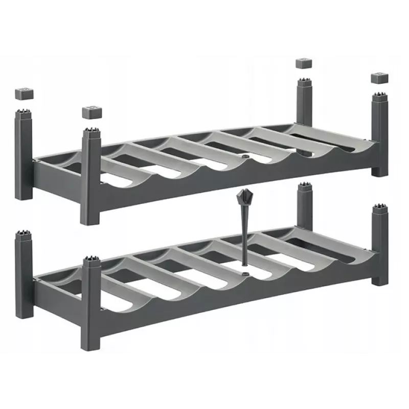 Tisch-Weinregal rotho VARIO für 6 Flaschen, faltbar, grau, 600×220×140 mm