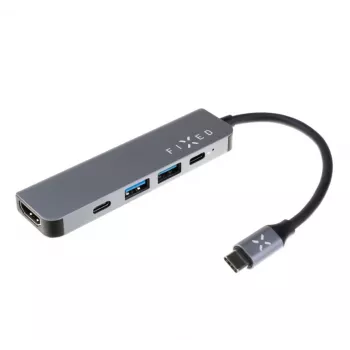 USB-C-Hub FIXED FIXHU-MN-GR 5-fach Mini für Laptops und Tablets