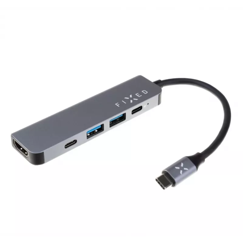 USB-C-Hub FIXED FIXHU-MN-GR 5-fach Mini für Laptops und Tablets