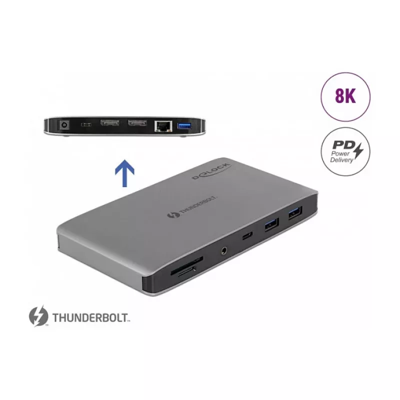 Docking Station DeLOCK Thunderbolt 3 8K Dual DisplayPort USB LAN SD Audio PD 3.0