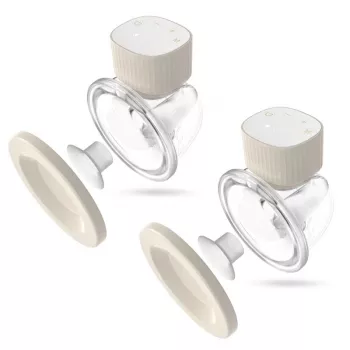 Elektrische Milchpumpe neno VENTO TWIN kabellos, wiederaufladbar, Doppel-/Dualmodus, LCD, 150-ml-Flaschen, beige