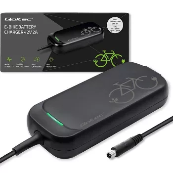 Qoltec Fast Charger für XIAOMI 36V Elektroroller / E-Bike | 42V | 2A | 8,0*8,0mm+Pin | wasserdicht + Netzkabel
