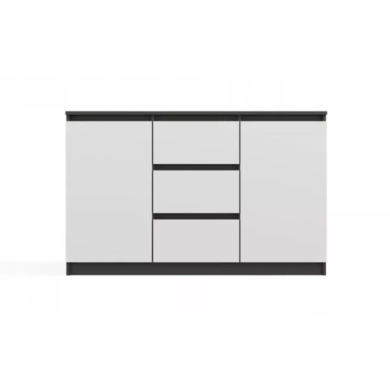 Kommode 2 Türen 3 Schubladen top e shop M-MP-K-MAL-2D3S-ANTBIA — Anthrazitrahmen, Weiße Türen, 1200×750×400 mm