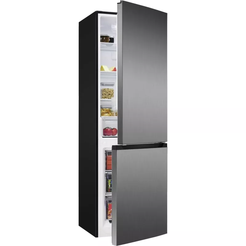 Freistehender Kühlschrank BOMANN KG 7357, 315 L gesamt (219 L Kühlteil, 96 L Gefrierteil), Edelstahl, LED-Beleuchtung, 40 dB