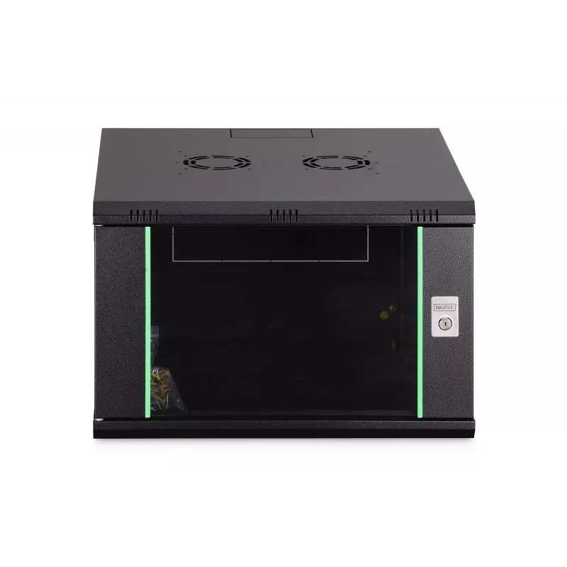 Wandmontiertes 19-Zoll-Rack-Gehäuse DIGITUS Dynamic-N DN-37103 — 7U, 600x600 mm, IP20, unmontiert, schwarz