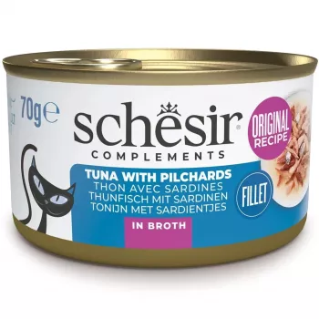 SCHESIR in Kochbrühe Thunfisch mit Sardinen - Nassfutter für Katzen - 70 g
