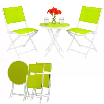 Kleines Schwarz Forest Gartenmöbel-Set, Zwei Stühle + weißer und grüner Tisch