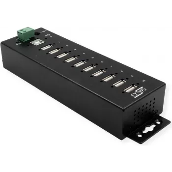 USB-Hub Exsys EX-1170HMVS 10-Port Metall Hutschiene mit 15 kV ESD-Schutz