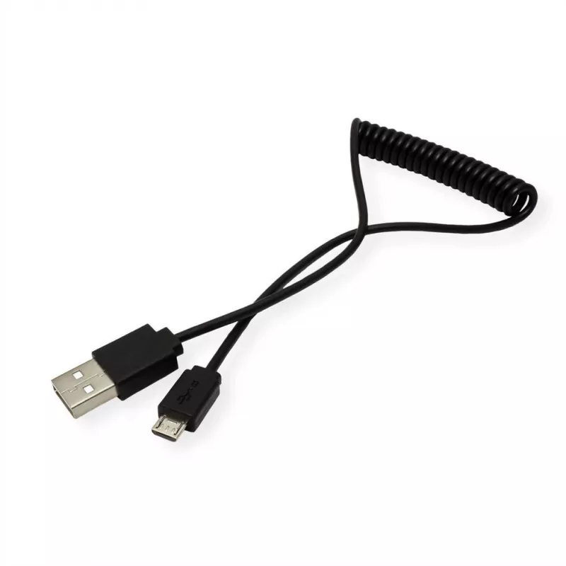 ROLINE USB 2.0 Spiral-Kabel - A - Micro B - ST/ST 1,0 m - Geschirmt - USB 2.0 Typ Micro B - 1 mm - Spiralkabel (11.02.8317)