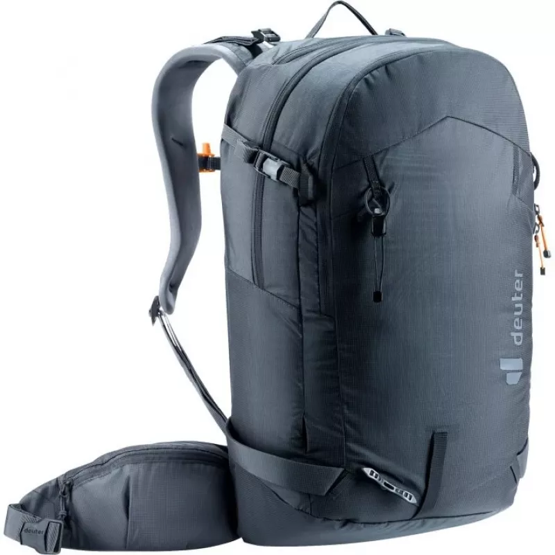 Rucksack DEUTER Freerider Pro 34+ — technischer Freeride-Skitourenrucksack, 34 L, schwarz, Helmhalterung, Hüftgurt