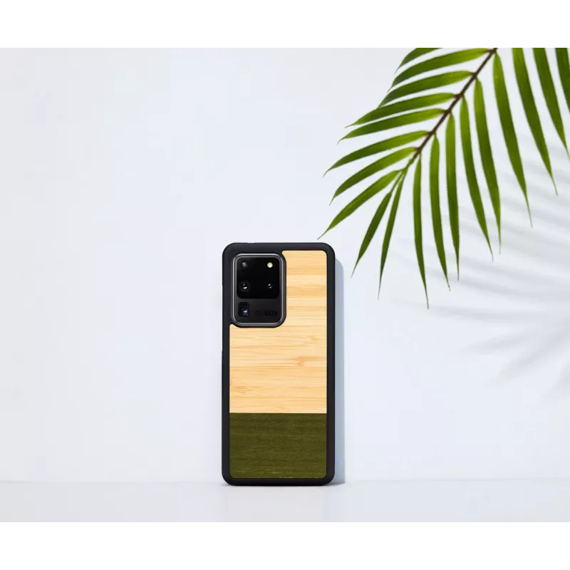 Handyhülle man and wood Galaxy S20 Ultra Bambus schwarz — schützende Rückseite, natürliche Bambuseinlage