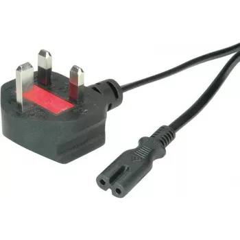 VALUE - Stromkabel - BS 1363 (M) gewinkelt auf IEC 60320 C7 gerade - AC 250 V - 2,5 A - 1,8 m - Schwarz (19.99.2017)