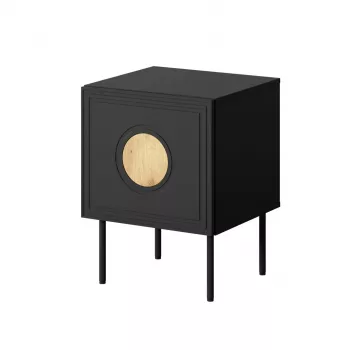 Nachttisch-Set 2 Stk. cama meble PALAZZO 44,5×40×59 cm schwarz und Eiche craft — 1 Tür, matt Laminat, Metallbeine