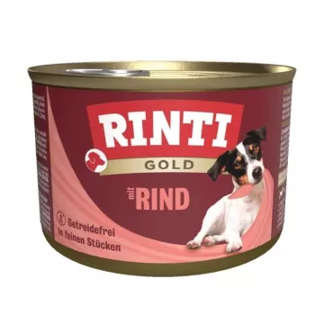 Nassfutter für Hunde RINTI Gold Beef Adult 185 g — getreidefrei, glutenfrei Alleinfuttermittel