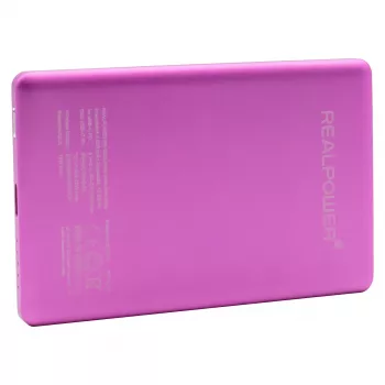 Powerbank RealPower PB-5000 MAG 5000 mAh, kabelloses Laden, USB-C, 20 W, rose