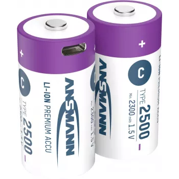 Ansmann ANS 1313-0004 - Li-Ion-Akku C Baby 2300 mAh 1,5 V 2er-Pack - Wiederaufladbare Batterie