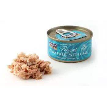 Nassfutter für Katzen FISH4DOGS Thunfischfilet mit Krabbe 70 g — Dose, 70 g, 85 % Feuchtigkeit, 12 % Protein