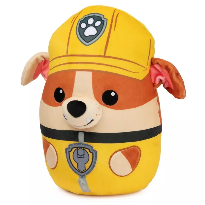 PAW Patrol Rubble Squish Plüschtier, offizielles Spielzeug aus der beliebten Zeichentrickserie, kuscheliges Stofftier für Kinder ab 1 Jahr, 30 cm
