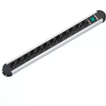 Power Extension Bachmann PRIMO 1.75m 12 AC Outlets Schwarz Grau