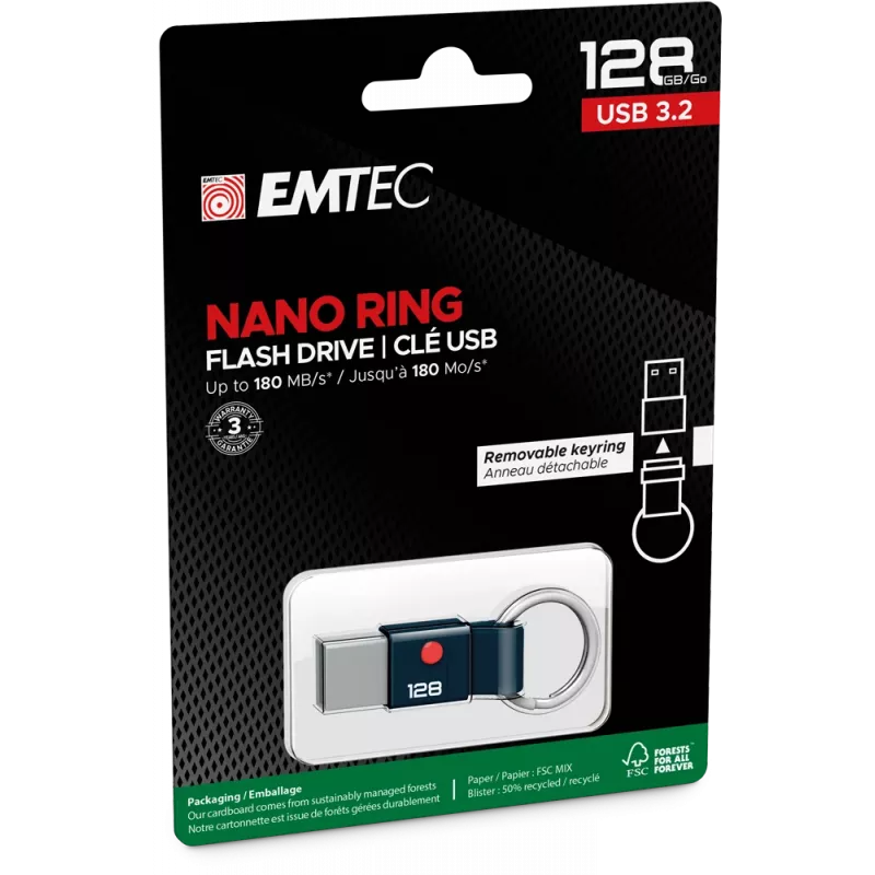 USB-Stick EMTEC ECMMD128GT103 128 GB USB Typ-A 3.2 Gen 1 (3.1) Schwarz, Lesen 180 MB/s, Schreiben 25 MB/s