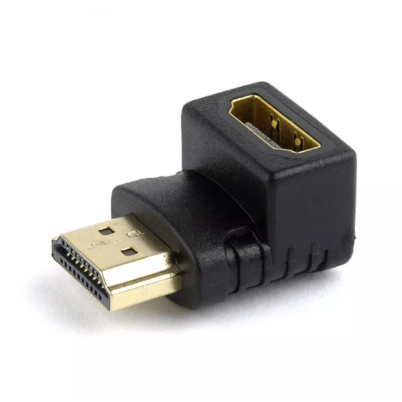 HDMI-Adapter GEMBIRD A-HDMI90-FML, HDMI auf HDMI, rechtwinkliger 90°-Adapter, schwarz