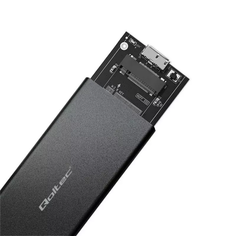 M.2 SATA SSD-Gehäuse QOLTEC 51854 USB 3.0 werkzeuglos