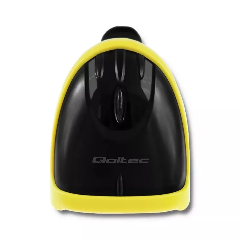 Hand-Barcodelesegerät QOLTEC 50867 — 1D/2D-Laserscanner, USB kabelgebunden, 600 mm Reichweite, gelb/schwarz