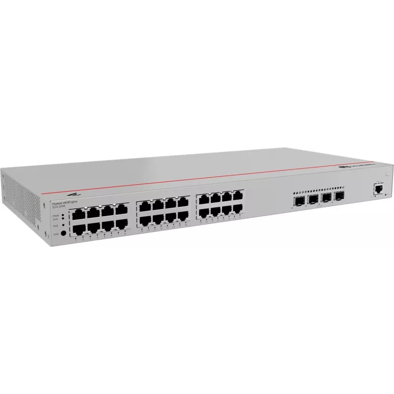 Switch HUAWEI S220-24P4X — 24 x Gigabit (10/100/1000) RJ-45, 4 x SFP+, PoE, 1U grau