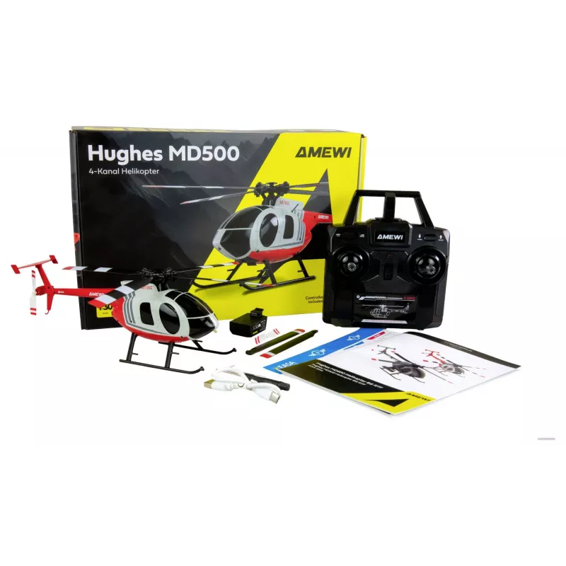 Amewi RC Hubschrauber MD500 Li-Po Akku 350mAh Silber/Rot (25354)