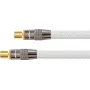 SAT-Antennenkabel, IEC/Koax-Stecker auf Buchse, vergoldet, Schirmungsmaß 120 dB, 75 Ohm, Nylongeflecht Weiß, 1 m, PYTHON® Serie (GC-M2001)