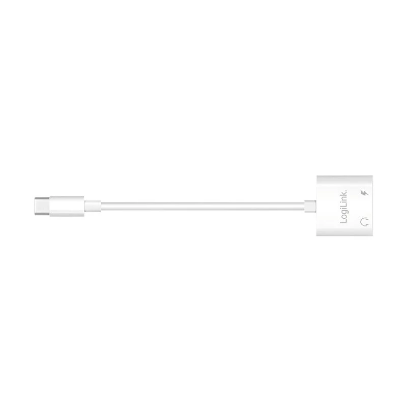 LogiLink USB-C Audio Adapter USB-C/M auf 2x USB-C/F 60W PD weiß