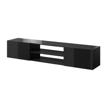 TV-Schrank Cama Meble SLIDE 200K — 200x40x37 cm, glänzend schwarz, Spanplatten-Oberseite